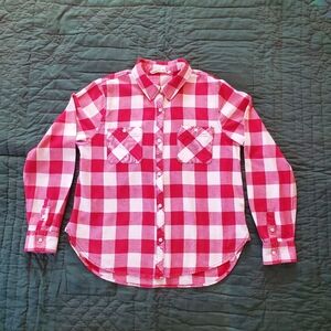 Red and White Flannel Shirt by Hippie Laundry. Size Large.